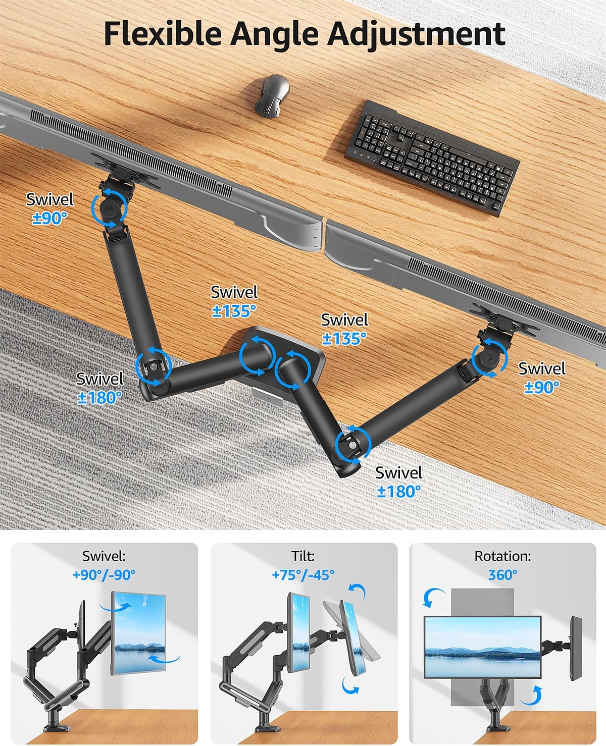 MOUNTUP Dual Monitor Mount, Heavy Duty Monitors Arm
