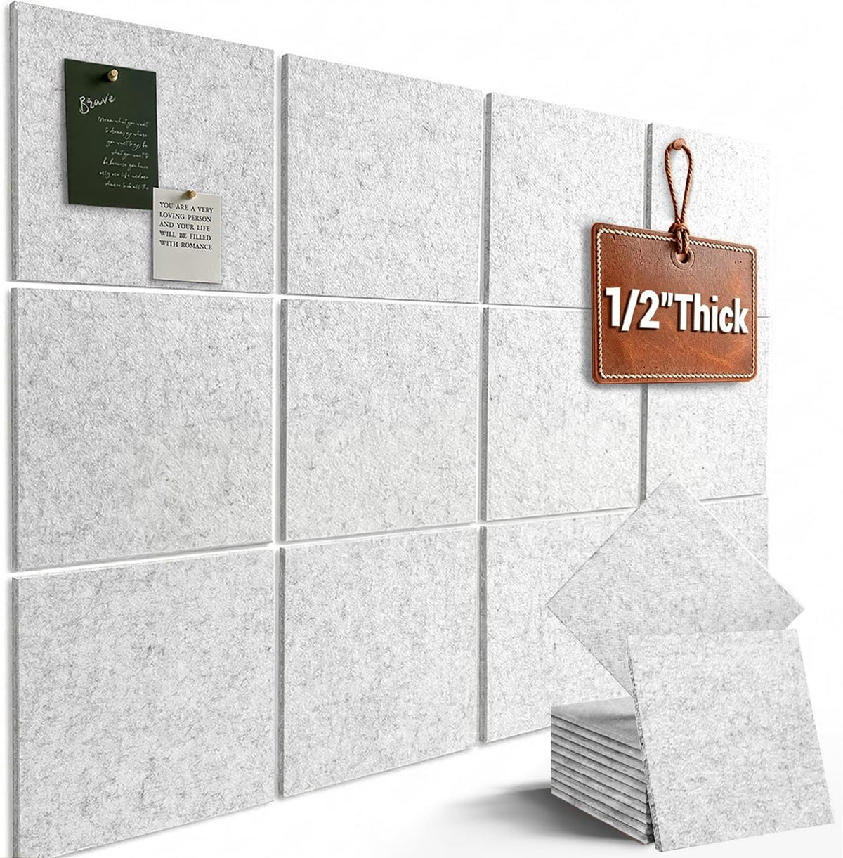 48" x 36" Large Felt Bulletin Board 1/2" Thick, Light Gray