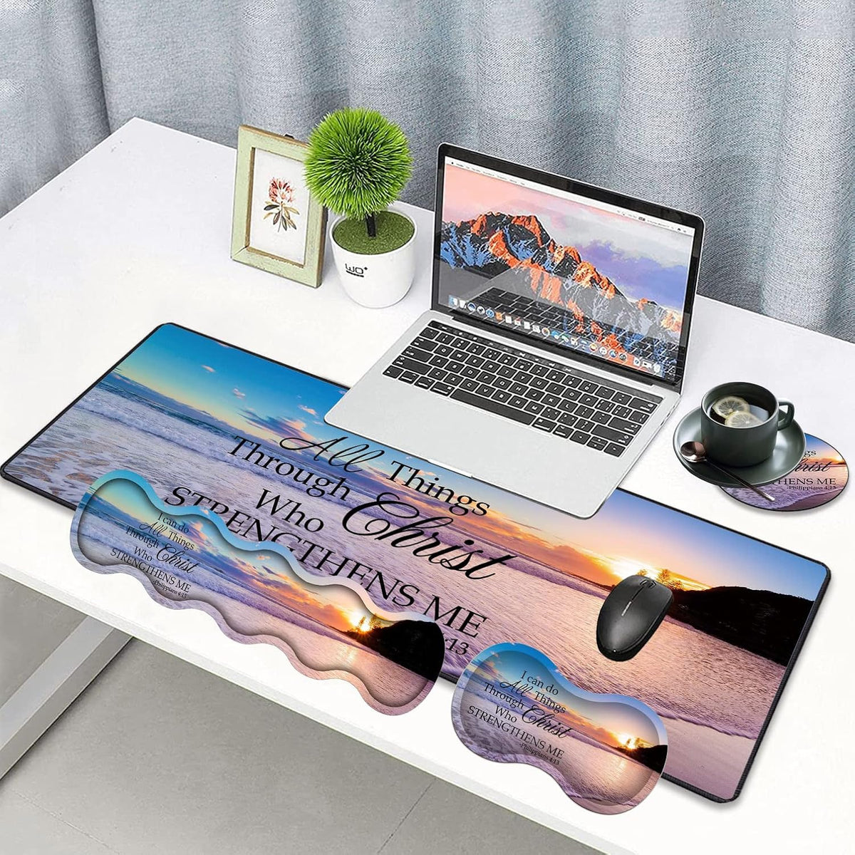 Large Gaming Mouse Pad, Keyboard Wrist Rest pad + Mouse Wrist pad + Coaster S...
