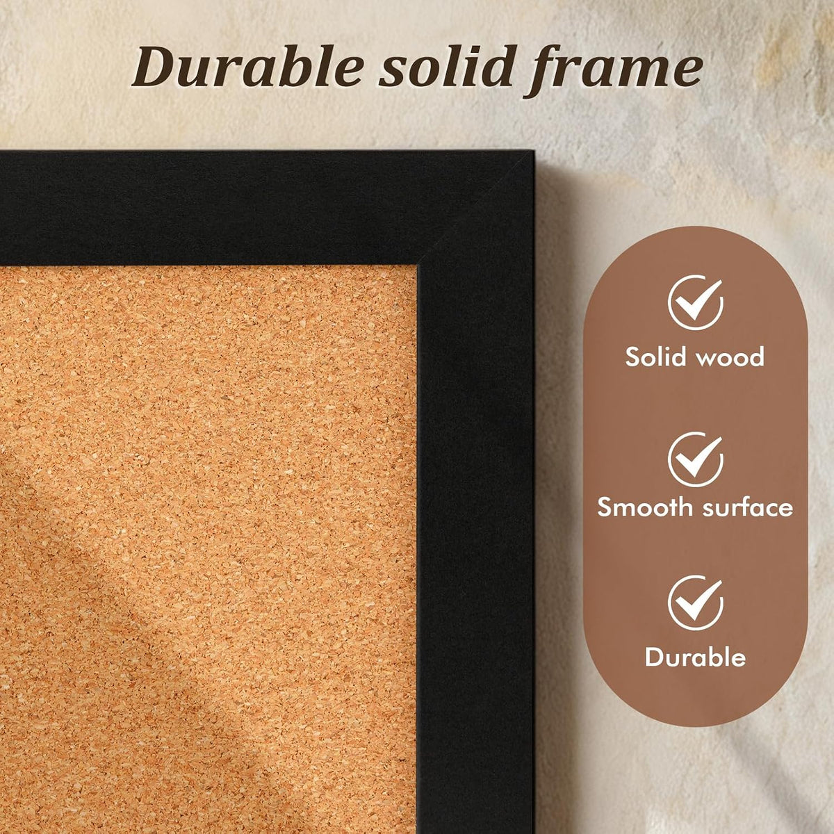 WALGLASS Cork Board 36" x 24" Black Wooden Frame Bulletin Board for...