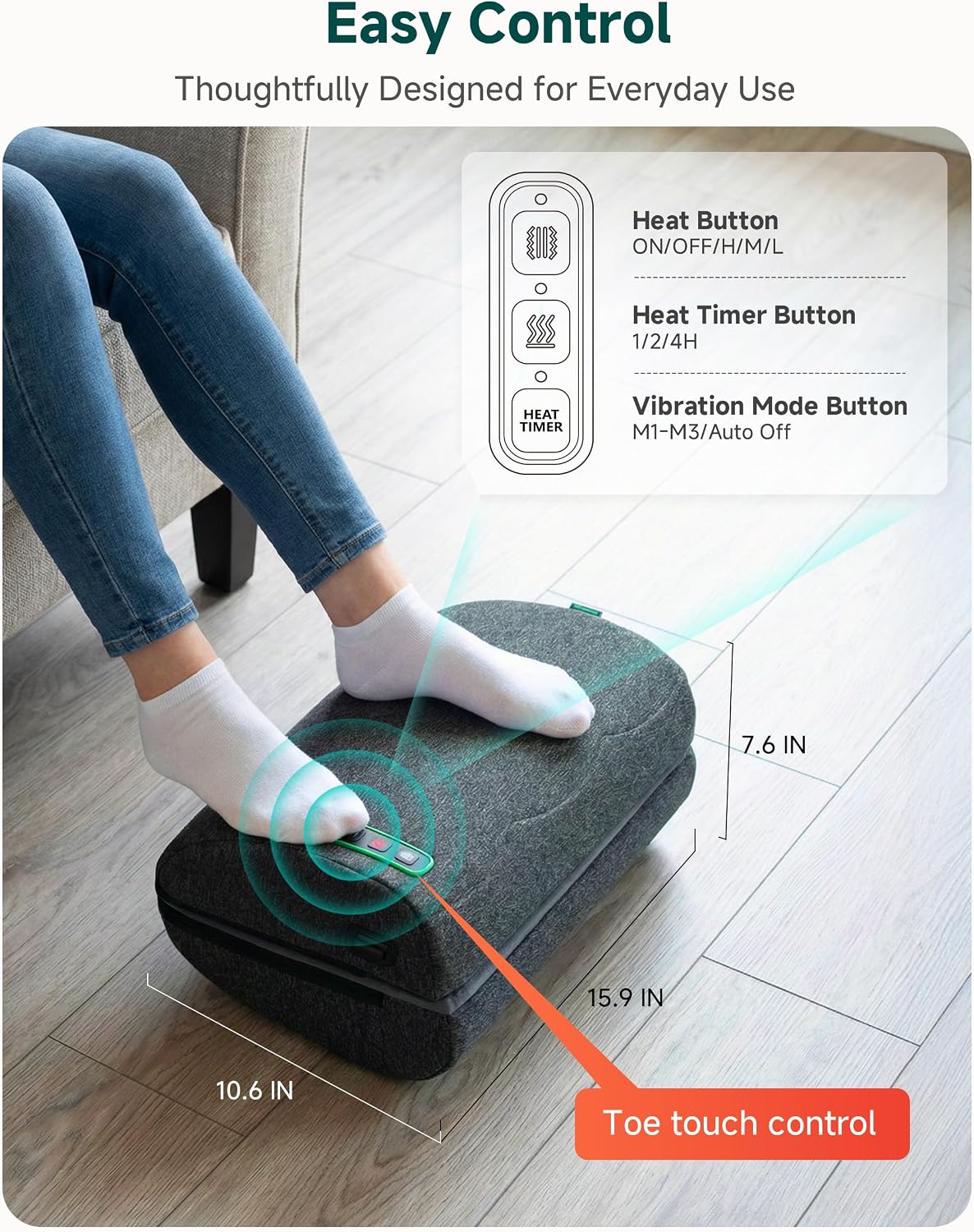 Snailax Ergonomic Foot Rest Under Desk with Heat, Vibration & Swing