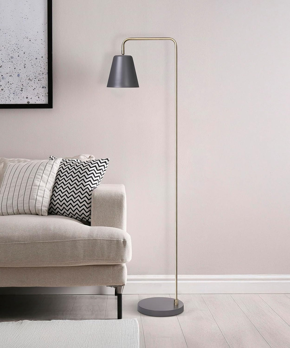 HarvestLand Steady Floor Lamp, Reading Lamp for Living Room, Grey Brass
