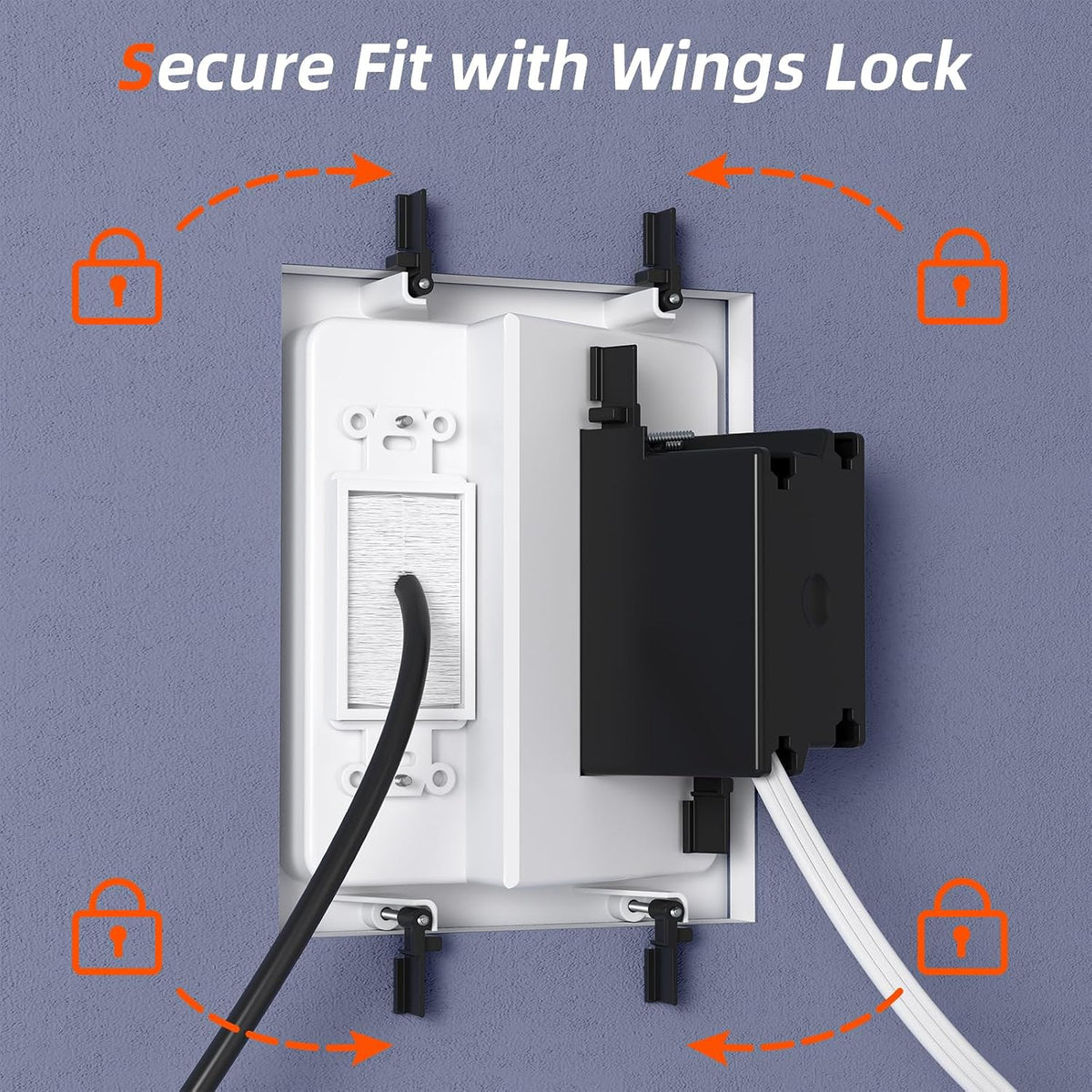 in Wall Cable Management Kit,TV Cable Hider Wall Kit with Brush Wall Plate an...