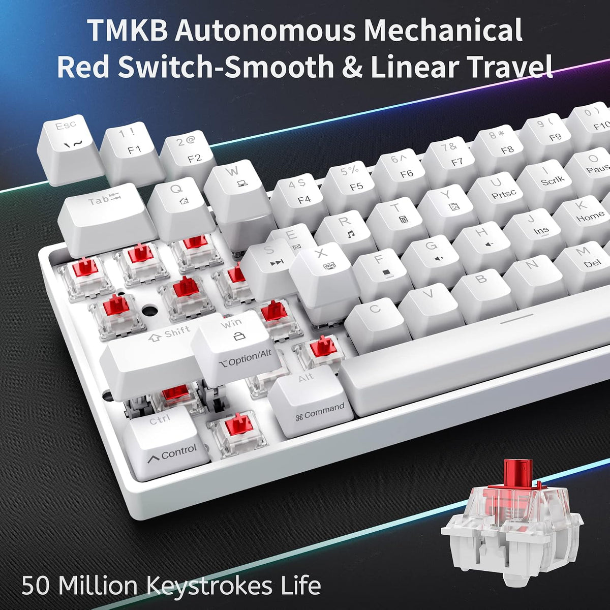DIERYA 60% Mechanical Keyboard, DK61se Wired Gaming Keyboard with Red Switche...