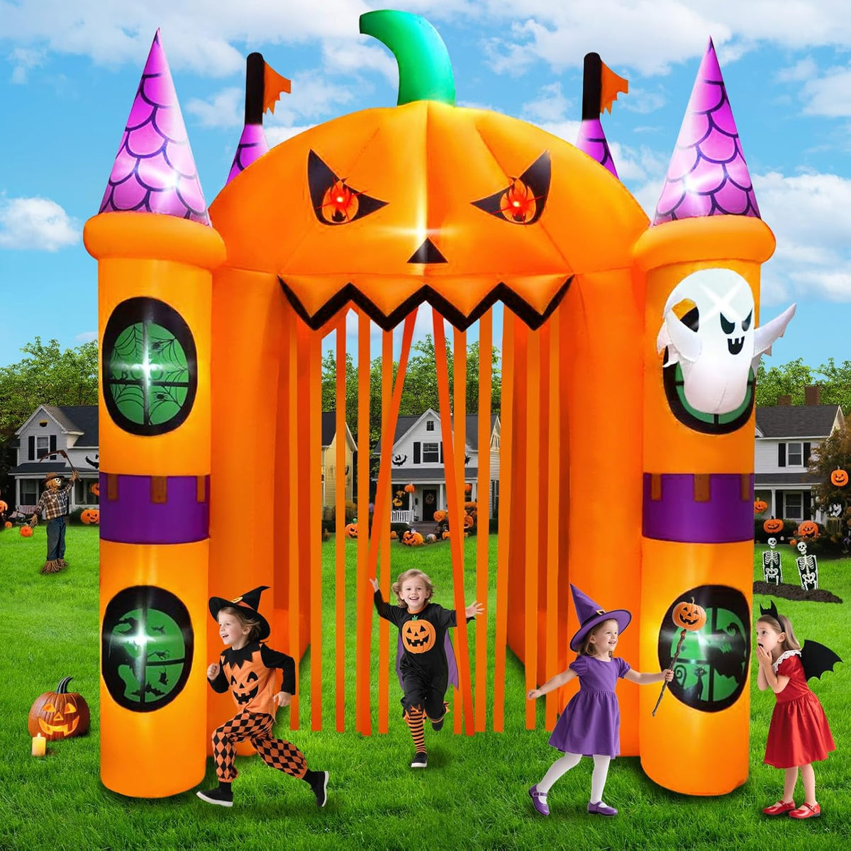 Kalolary 12FT Halloween Inflatables Archway Giant Pumpkin Arch Inflatable