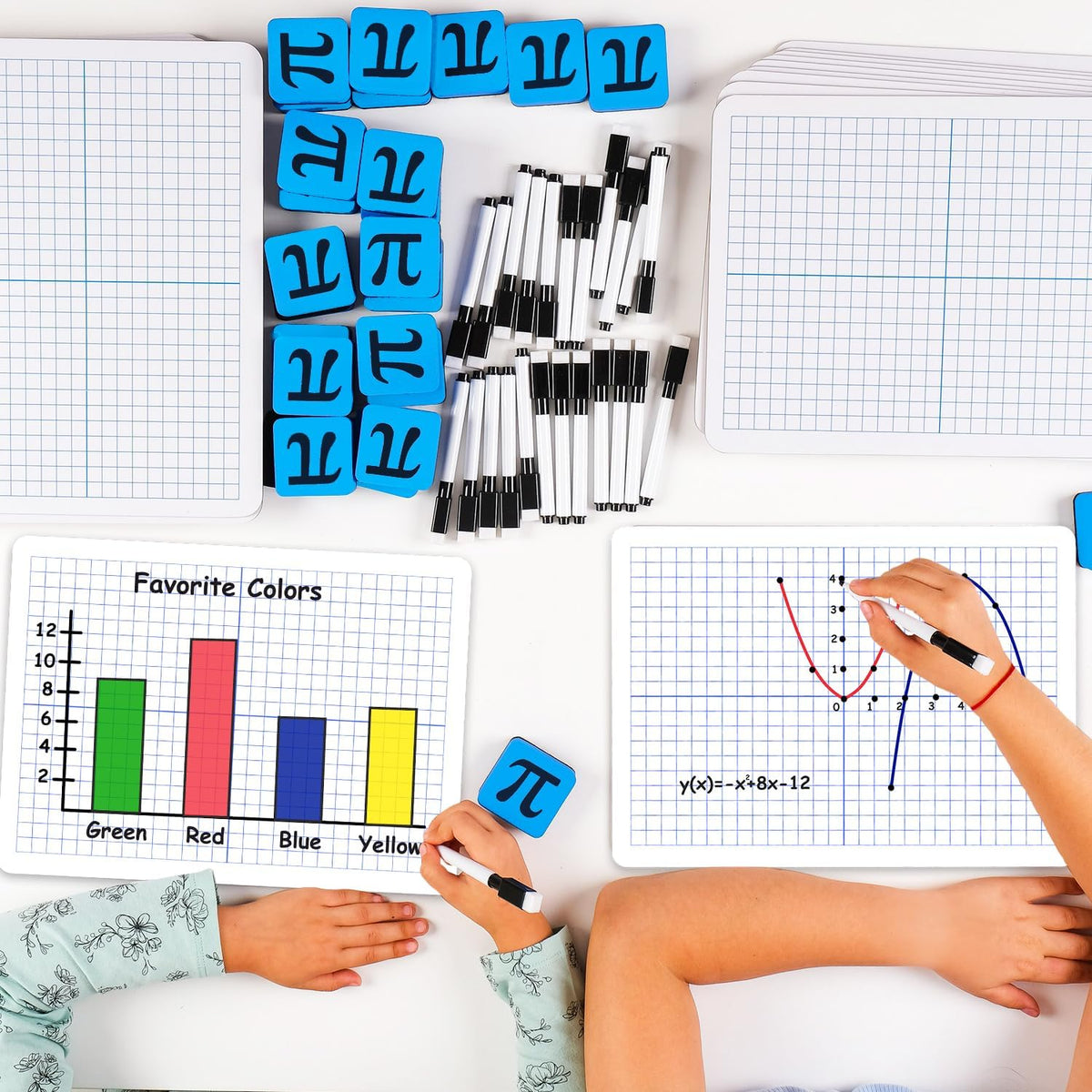 Simply Magic 25 Pack Double-Sided Dry Erase Graph Lap Boards - 12''x9...