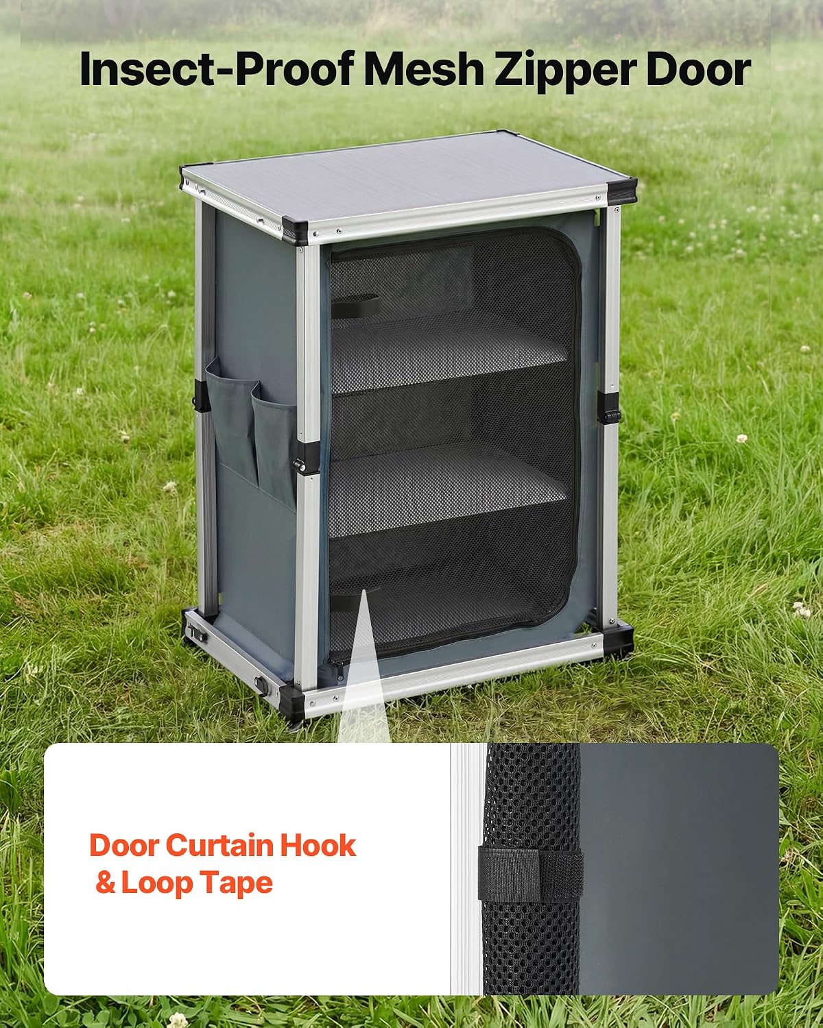 VEVOR Folding Camping Storage Cabinet, Outdoor Portable Lightweight Table