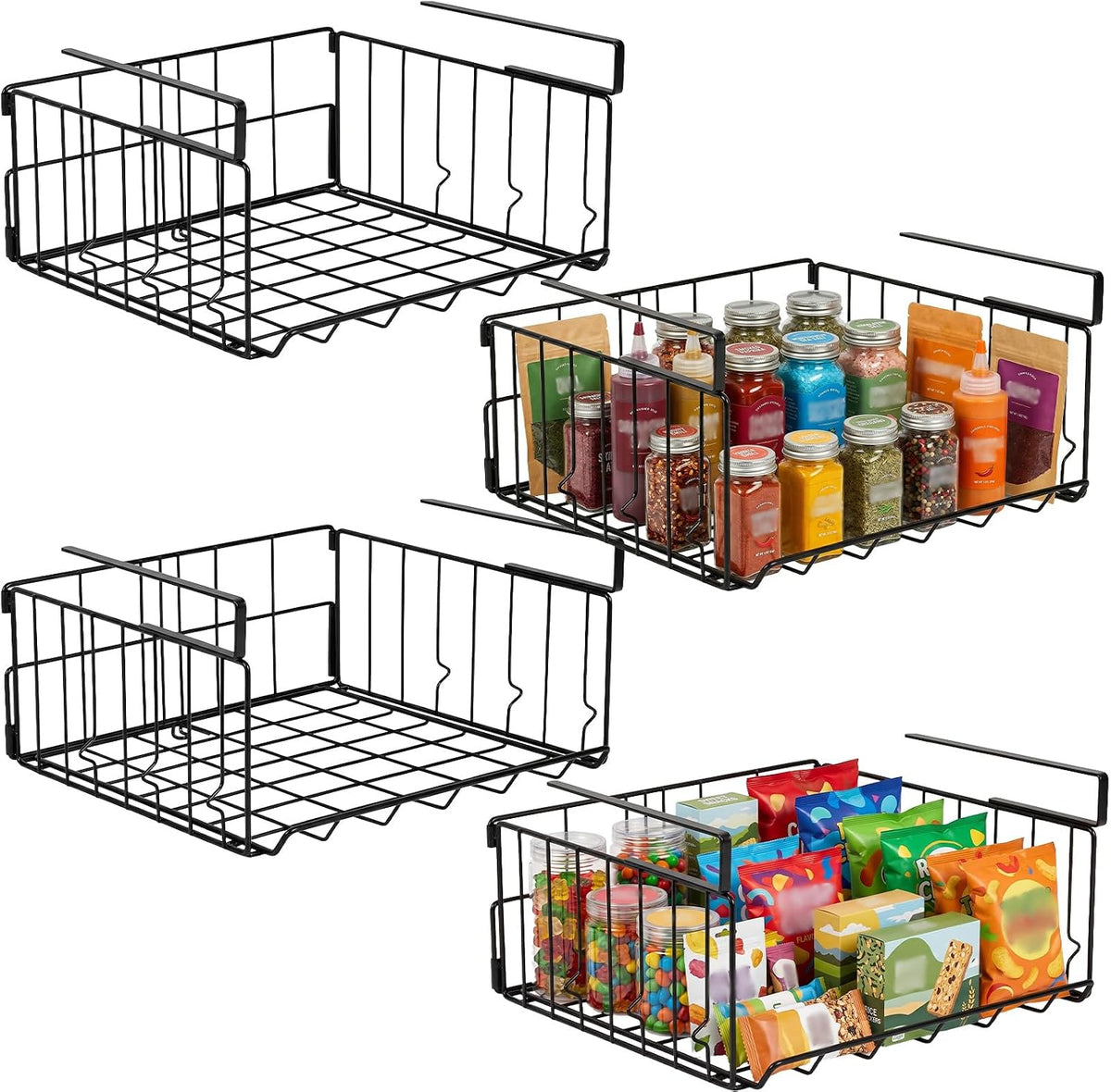 Under Shelf Basket Storage, Steel Under Shelf Hanging Wire Baskets Shelves fo...