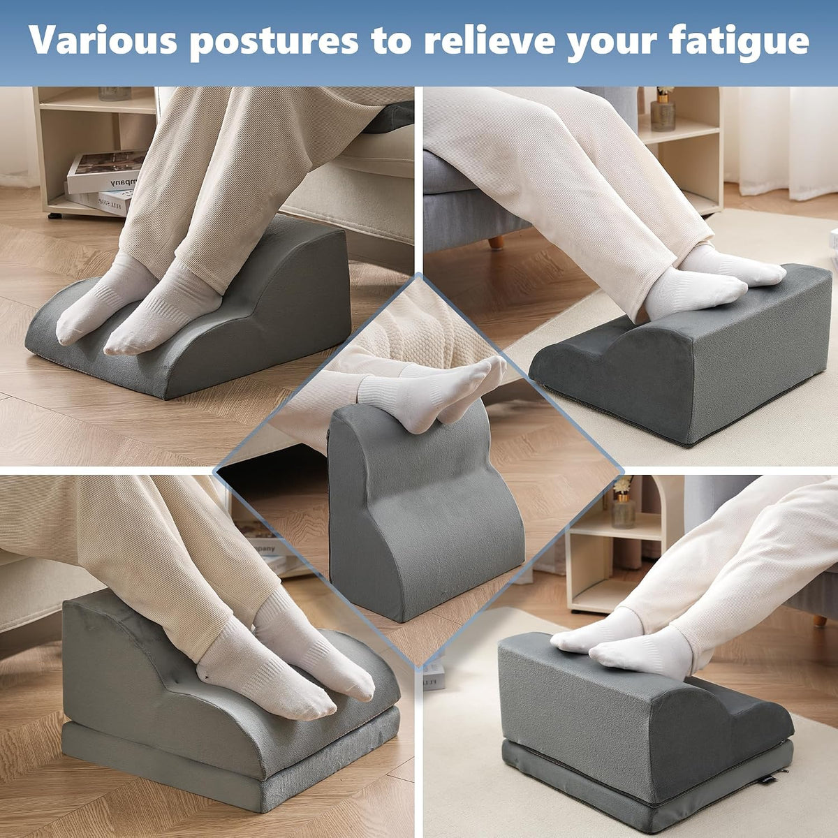 Foot Rest Under Desk for Office, Ergonomic Adjustable Footrest with Washable ...