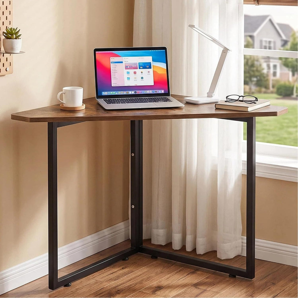 VECELO Corner Desk,Office Tables for Living Room for Small Space Triangle Com...