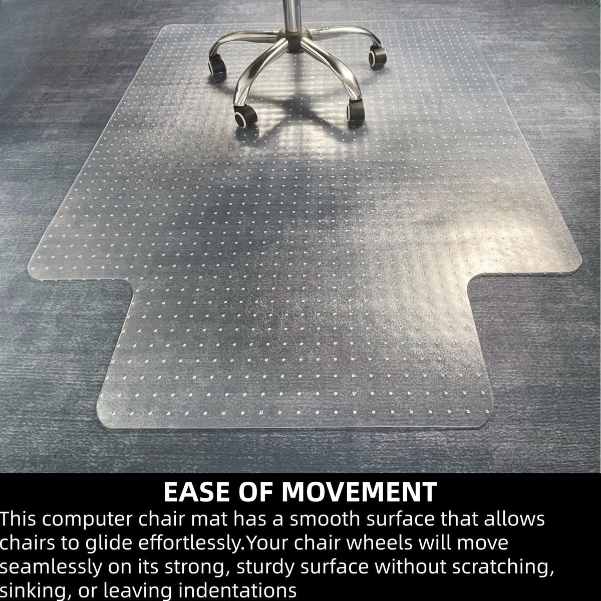 Office Chair Mat for Carpet, 36" x 48" Heavy Duty with Lip, Clear