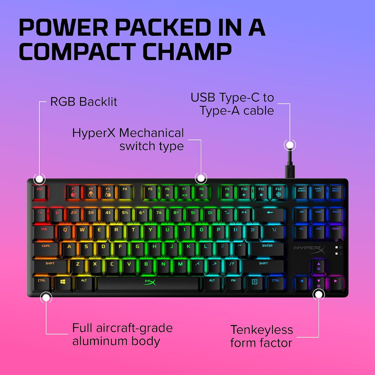 HyperX Alloy Origins Core - Tenkeyless Mechanical Gaming Keyboard, Software C...