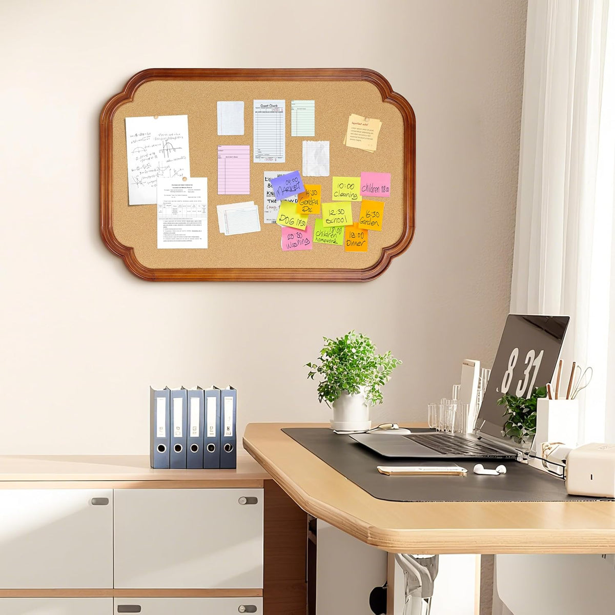 Scalloped Edge Wooden Frame Cork Board 30x20in (75x50CM)