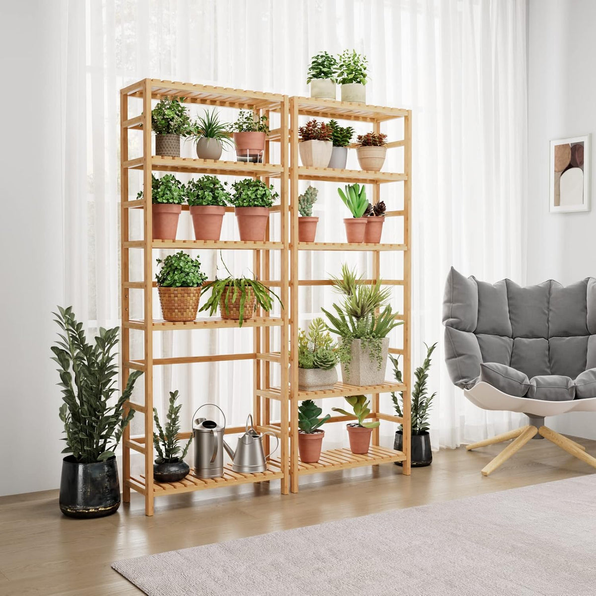 Bamjoy Bamboo Shelf, 6 Tier Bookcase Storage Shelves, Tall Book Rack Shelving...