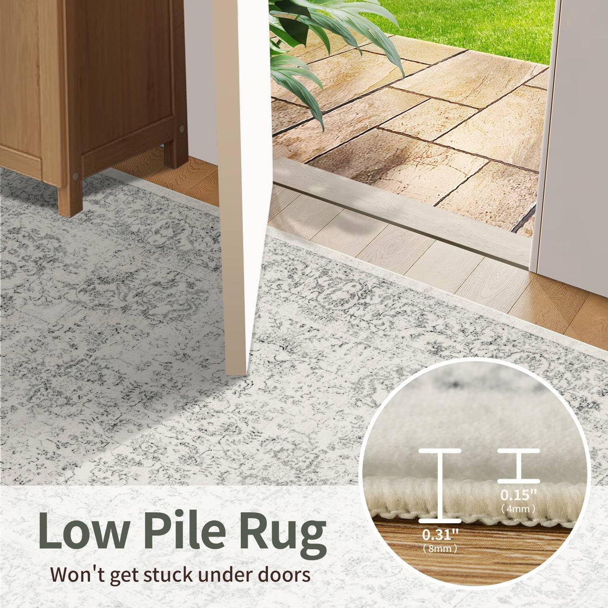 Rugxara Grey 5X7 Washable Area Rug for Living Room