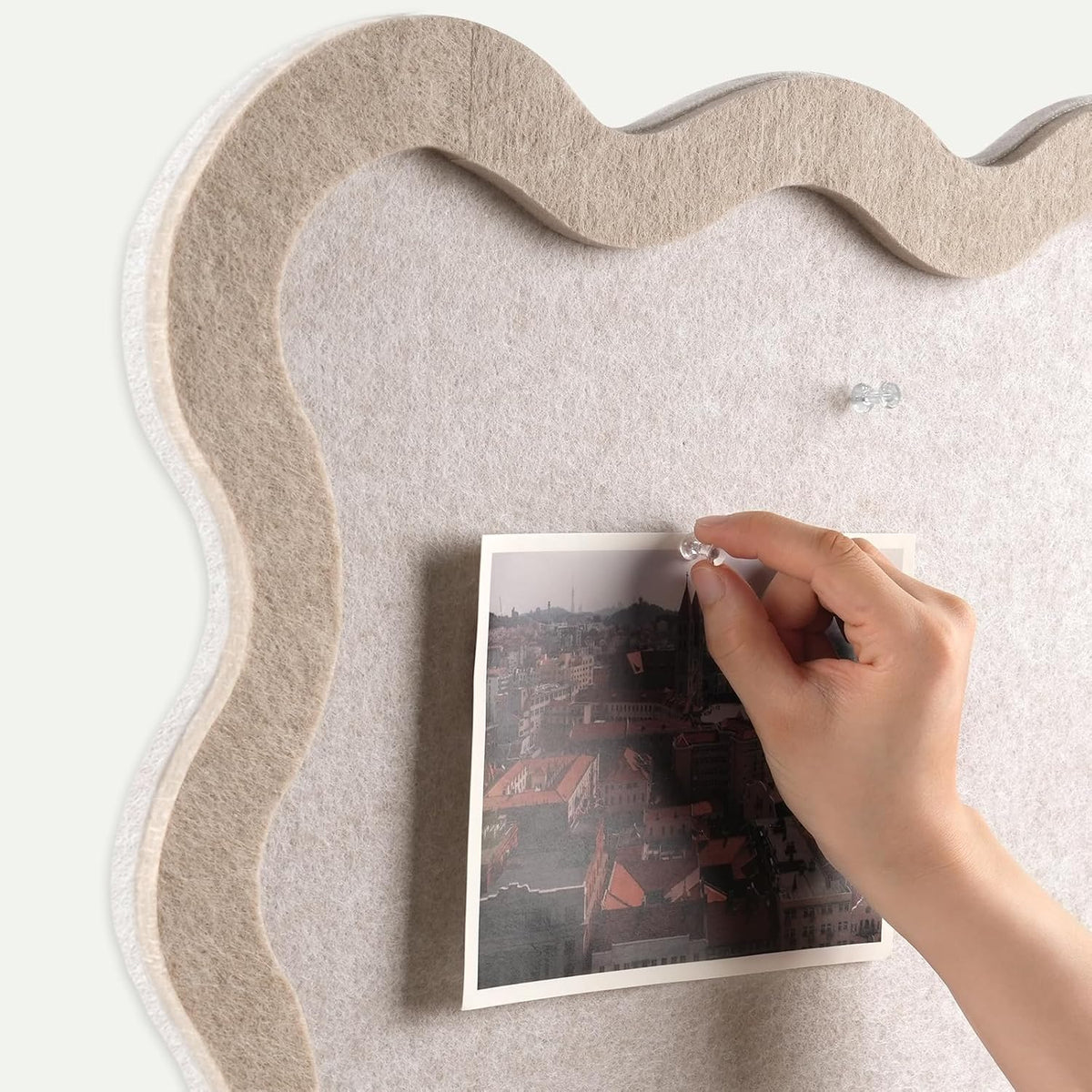 Scalloped Felt Bulletin Board 36"x24", Decorative Pin Board for Wall
