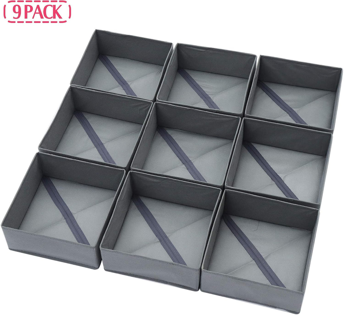 DIOMMELL 9 Pack Foldable Cloth Storage Box Closet Dresser Drawer Organizer Fa...