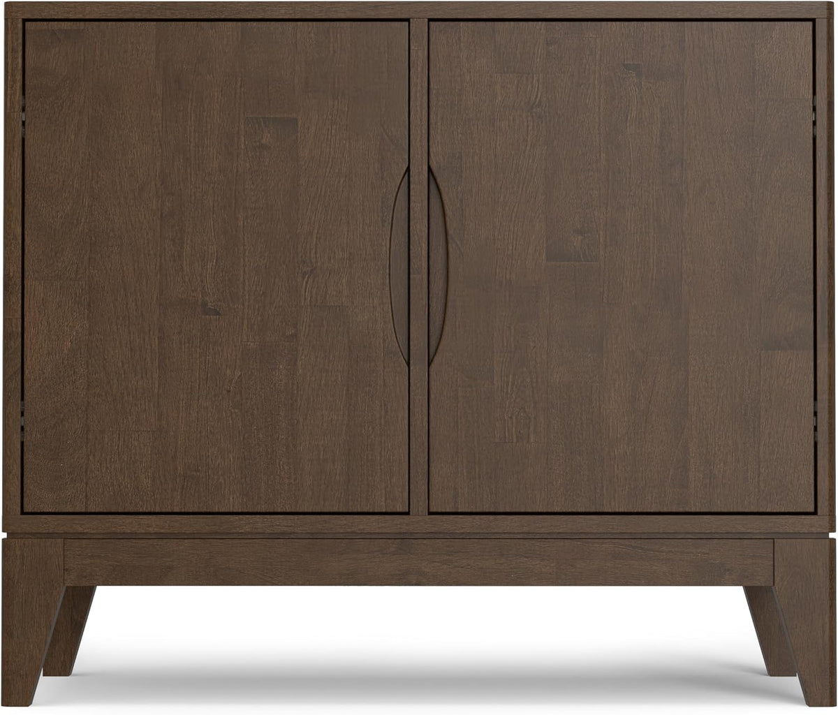 SIMPLIHOME Harper 38" Wide Solid Wood 2-Door Buffet in Walnut Brown