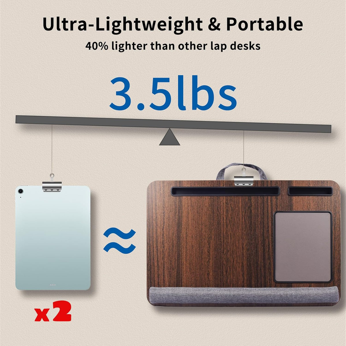 Home Office Lap Desk with Wrist Rest Wrist Rest, Mouse Pad, and Phone Holder ...