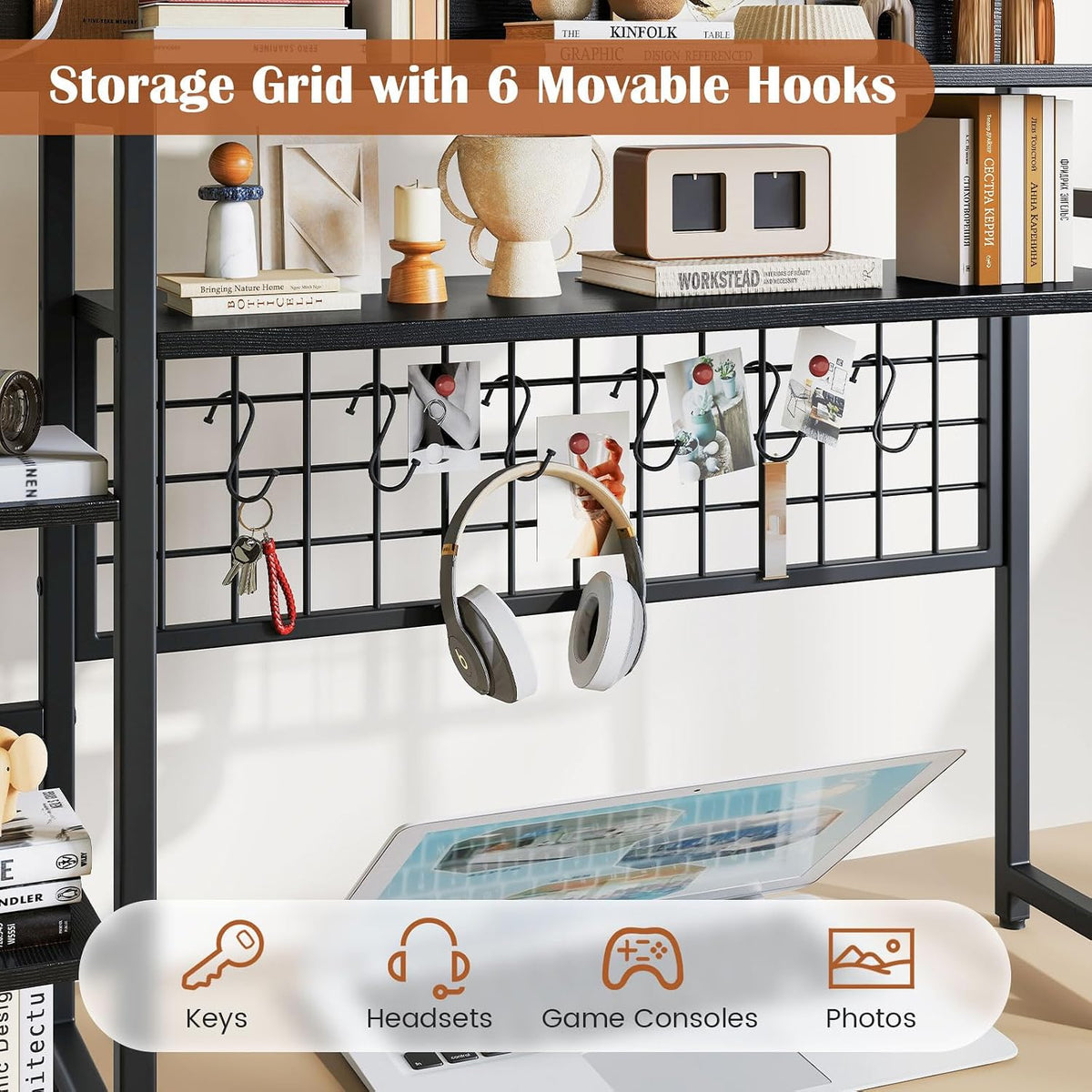 GIANTEX Desktop Bookshelf, 37" Desk Shelf for Up to 32" Computer Mo...