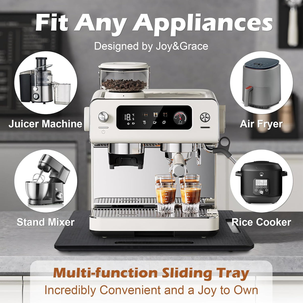 Joy&Grace Appliance Slider for Kitchen Appliances 360° Rolling Sliding Tr...