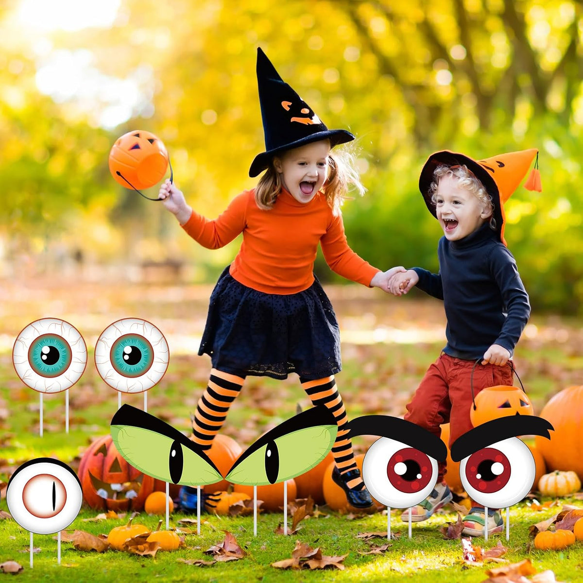 12 Sets Halloween Bush Eyes with 24 Stakes Decoration Outdoor Yard Decor