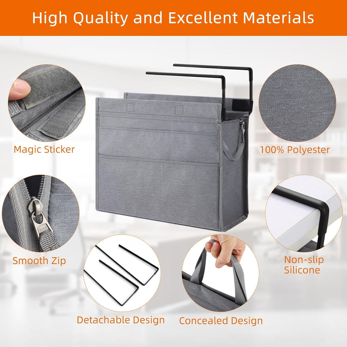 MASTLU Under Desk Hanging Storage Bag, Desk Organizer Storage, Office Side St...
