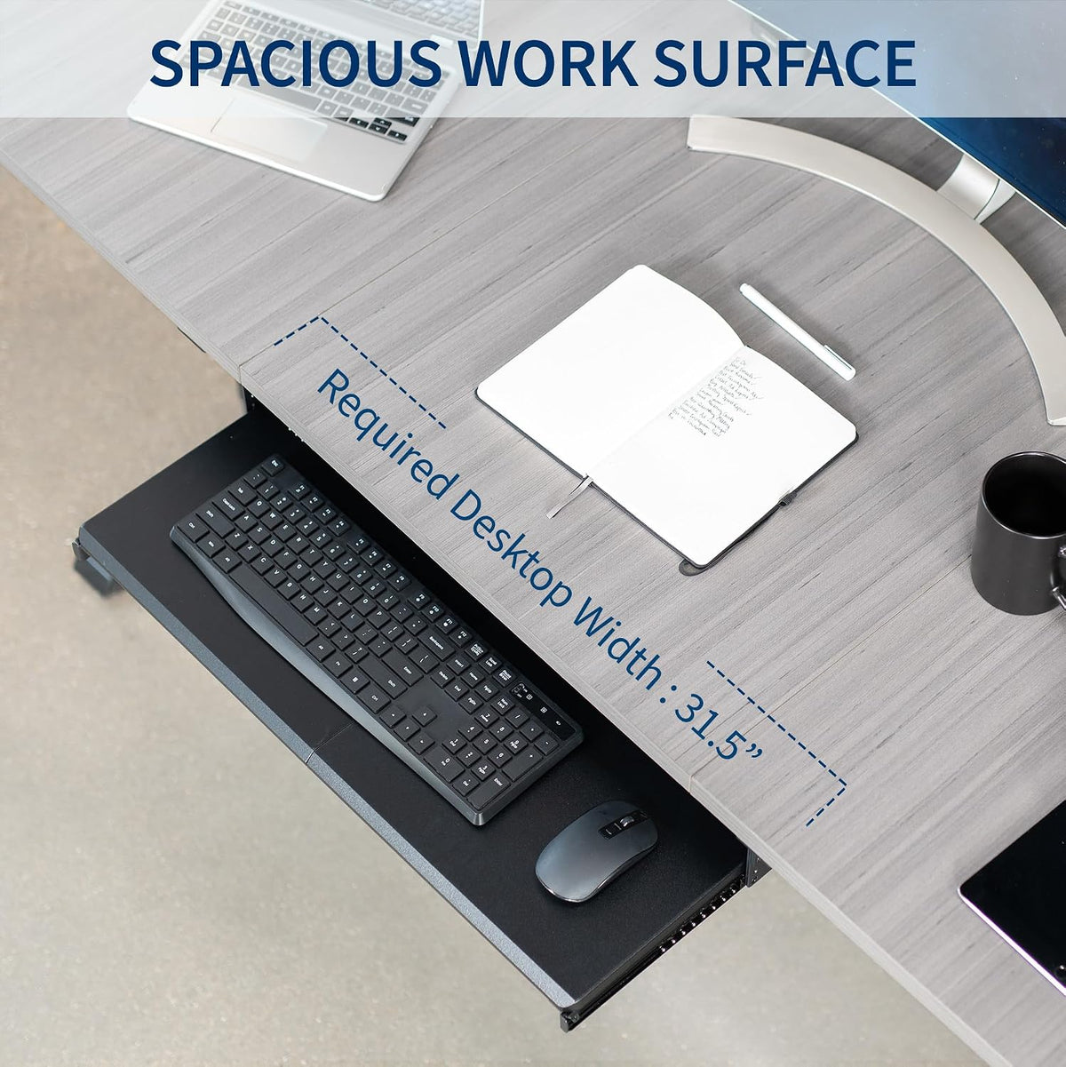 VIVO Black Under Desk 27 x 11 in Adjustable Keyboard Tray, MOUNT-KB27HB