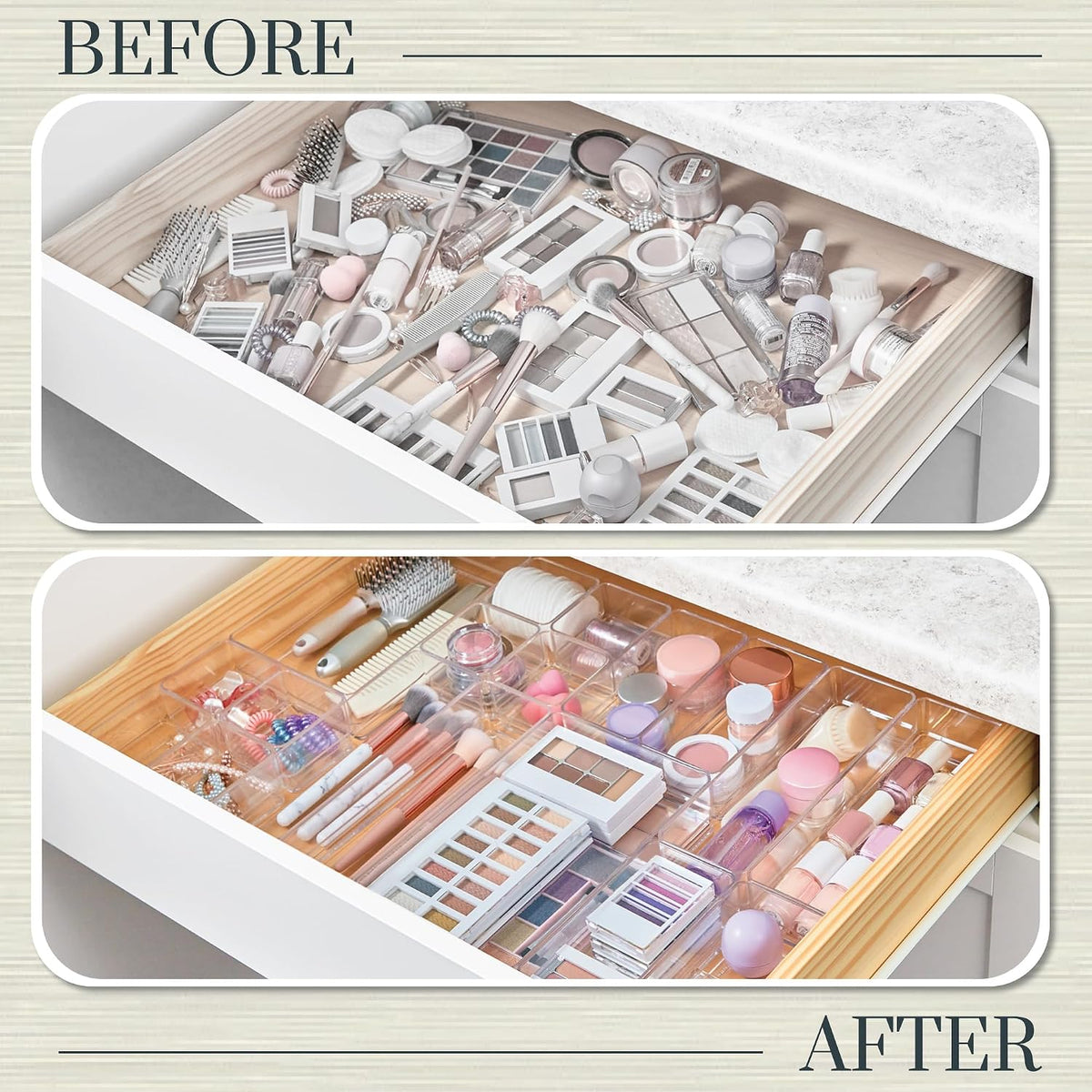 STORi SimpleSort 18-Piece Stackable Clear Drawer Organizer Set | Multi-size T...