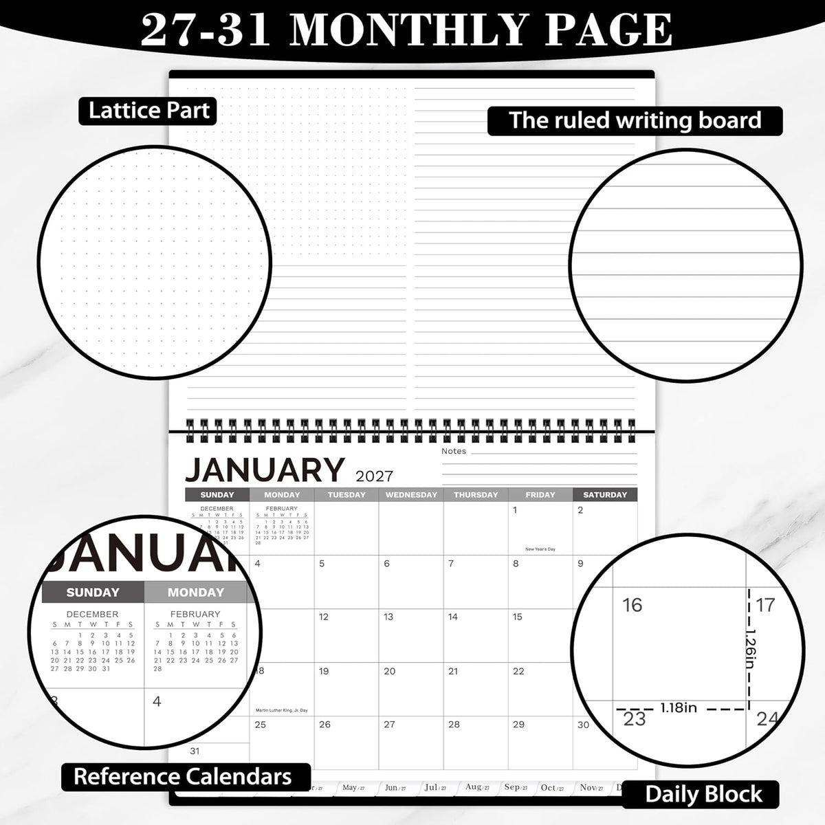 2027-2031 Monthly Planner/Calendar - 5 Year Monthly Planner
