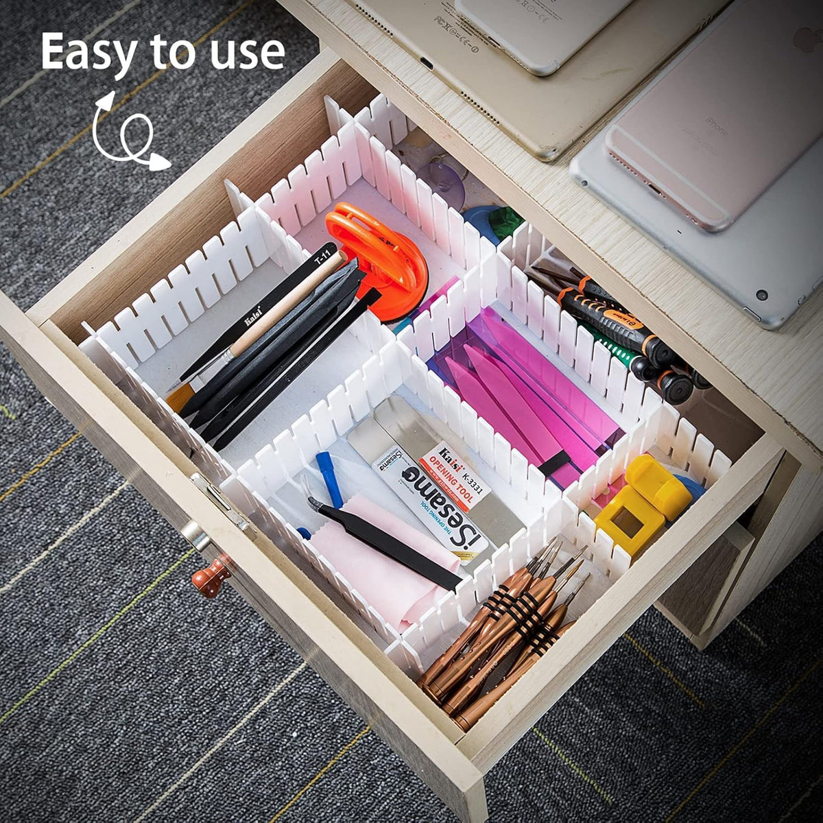 85Pcs Drawer Dividers, Adjustable Drawer Organiser, Cut at Will for Tidying C...
