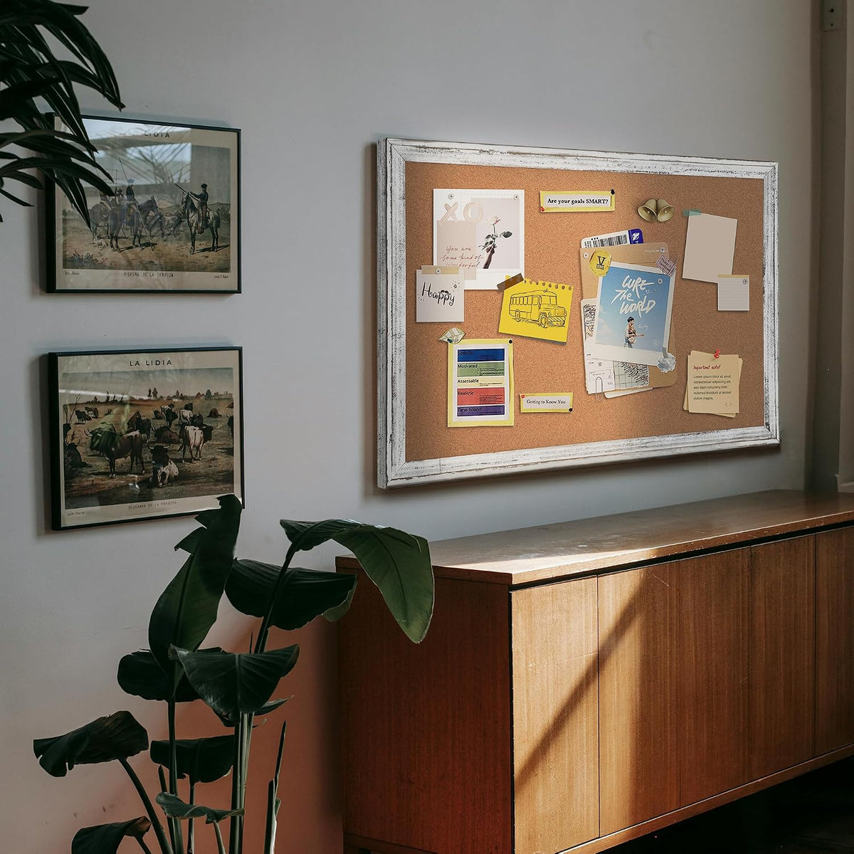 Large Cork Board Bulletin Board, 48"x36" Corkboard for Wall