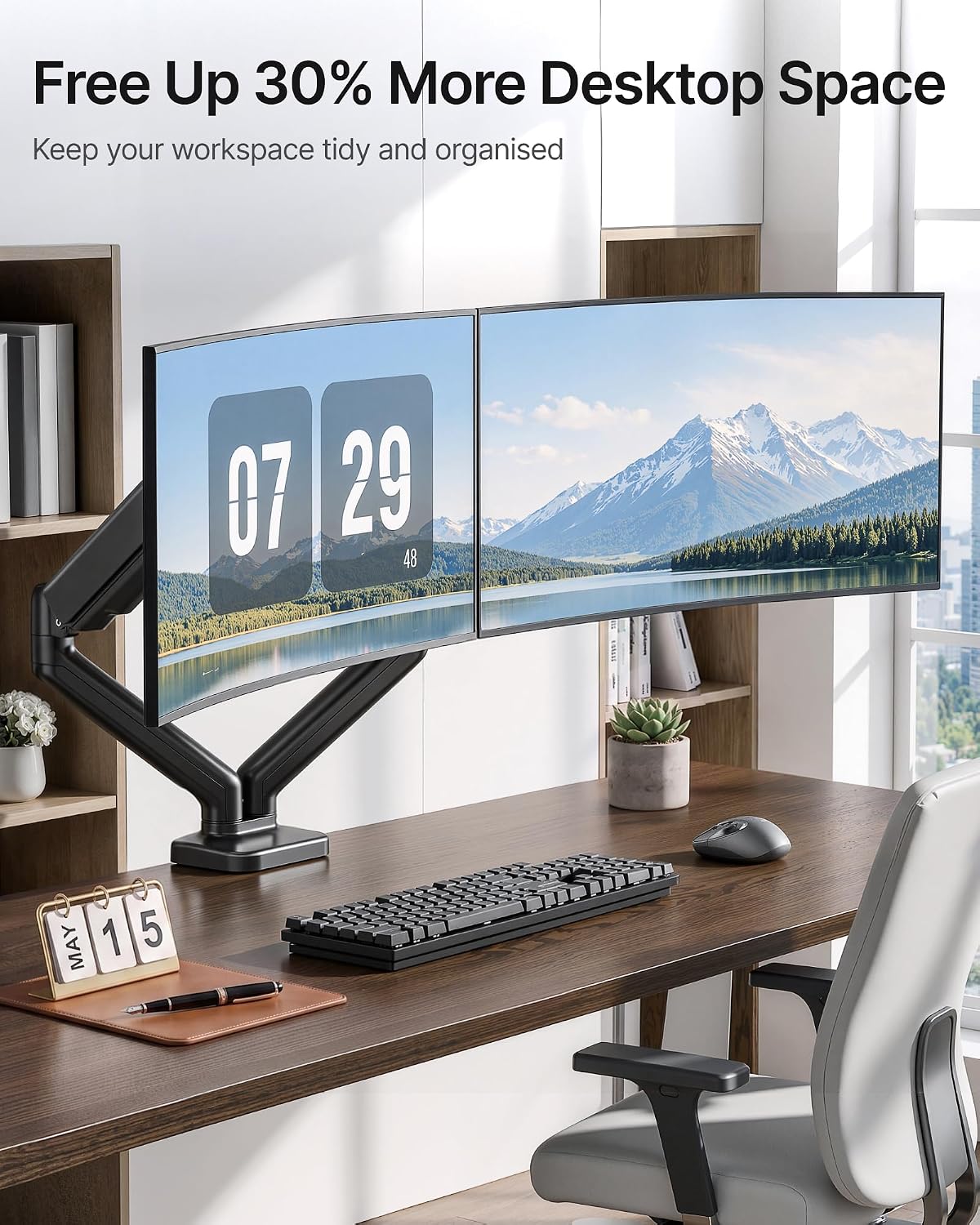monTEK Dual Monitor Arm for 17-32" Flat/Curved Screen up to 19.8 lbs