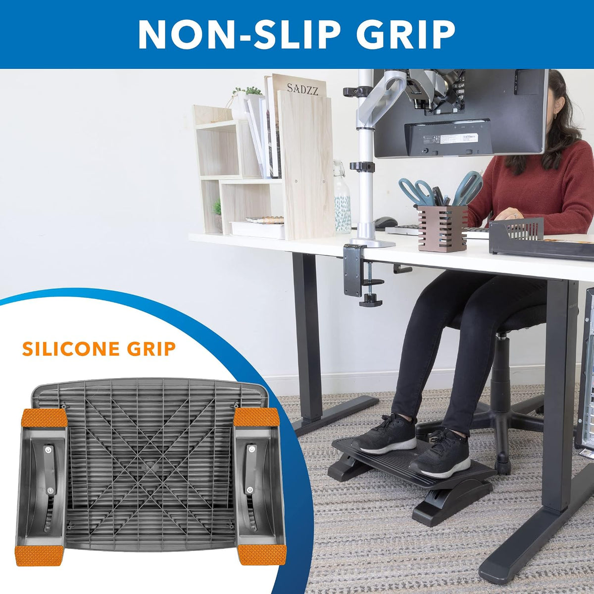 Mount-It! Foot Rest Under Desk, Large 17.5x13.5 in, 20° Tilt & Texture