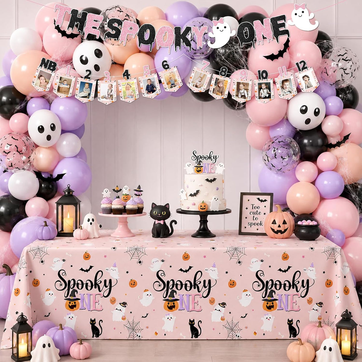 Spooky One Birthday Decorations Girl,123pcs Halloween 1st Birthday Party Deco...