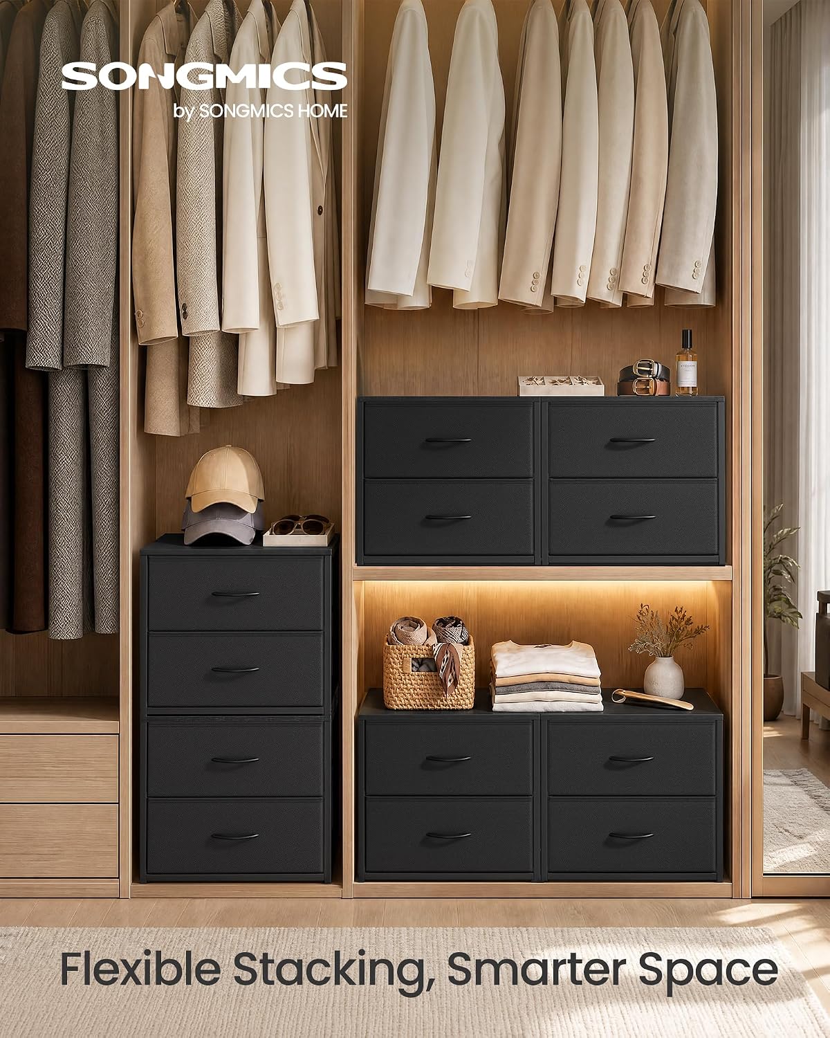 SONGMICS Closet Organizers and Storage, Stackable Storage Drawers