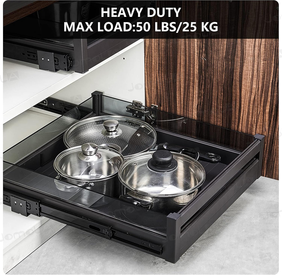 JOMOLA Pull Out Kitchen Cabinet Drawer Roll Out Pantry Shelves Heavy Duty Sli...