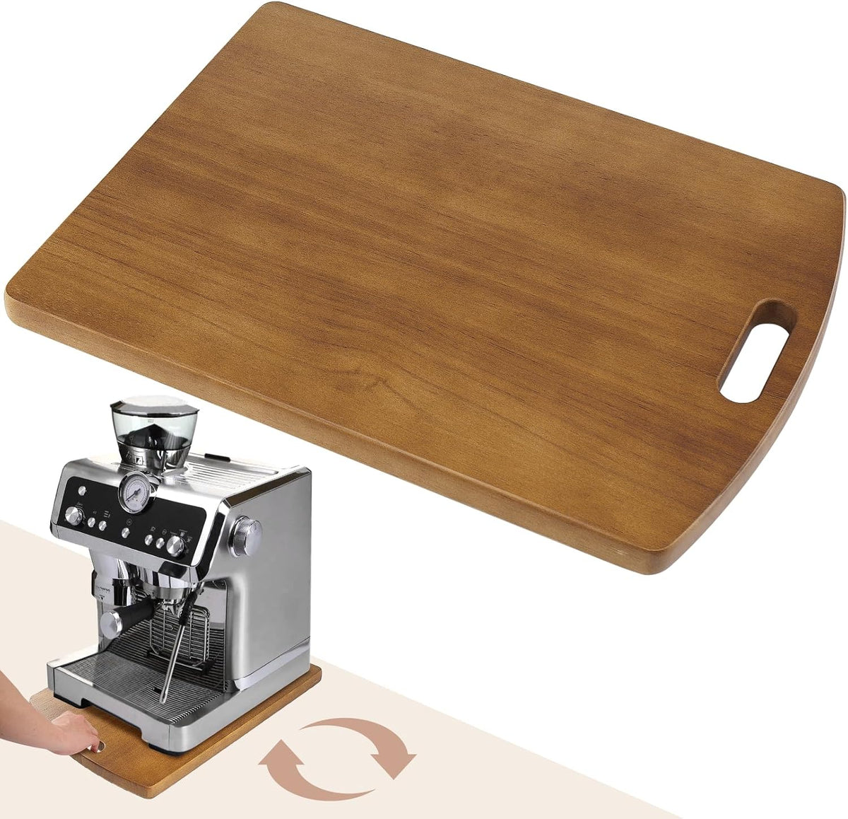 Sliding Tray for Coffee Maker - Solid Wooden Appliance Slider with 360° Smoot...