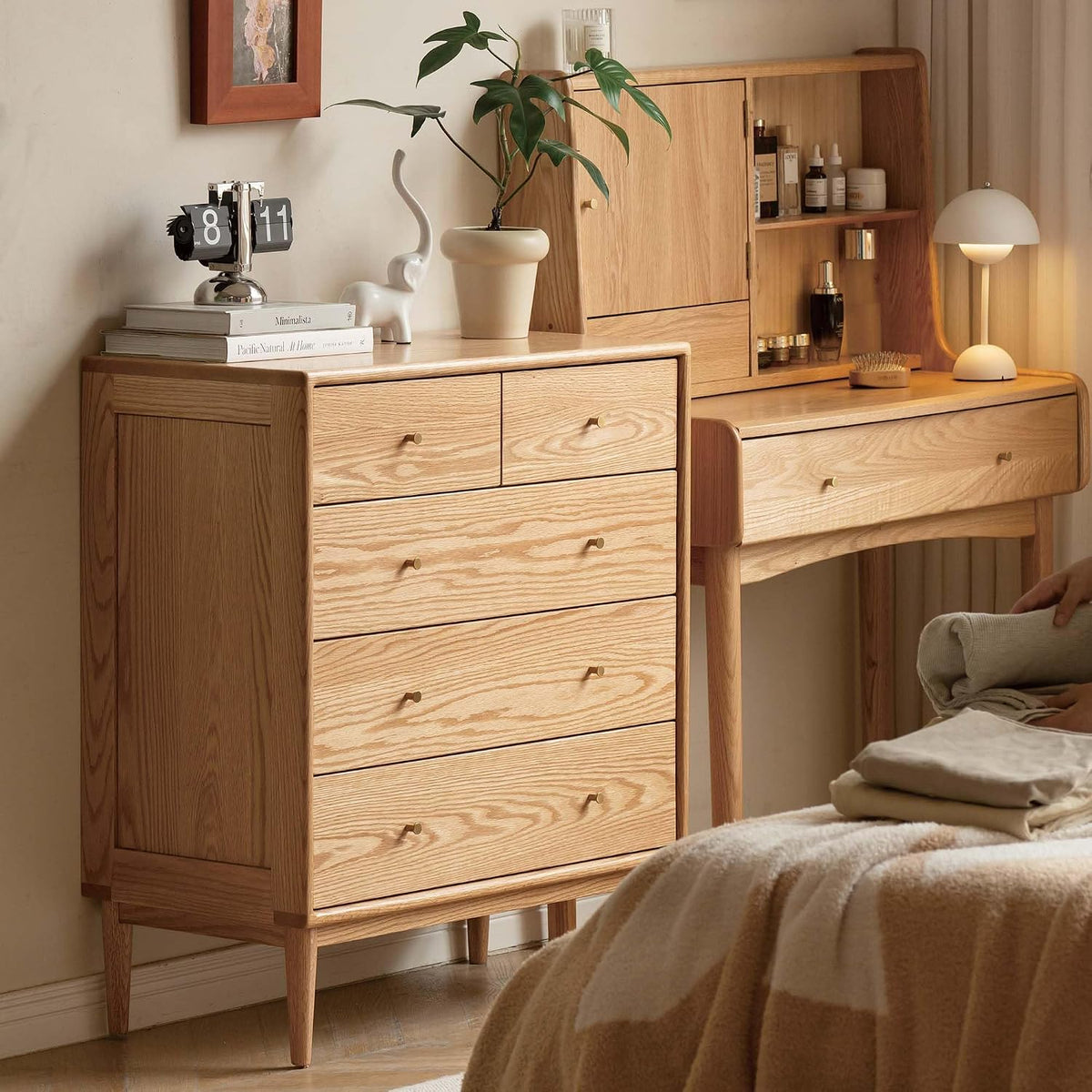 Solid Wood Dresser, 5 Drawer Dresser for Bedroom, Solid Wood Storage Organize...