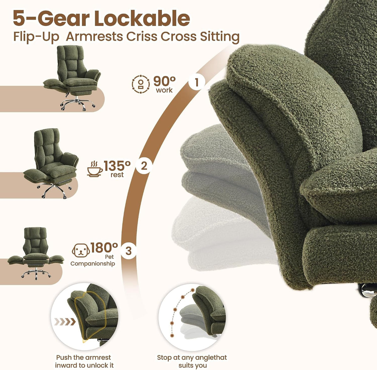 Big and Tall Office Chair with Flip Arms and Footrest, Teddy Criss Cross Legg...