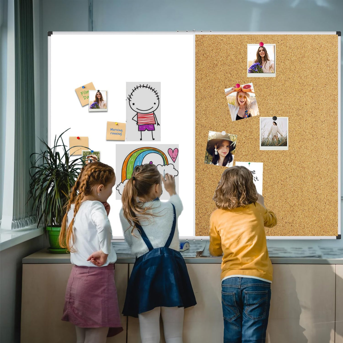 XBoard Magnetic White Board Bulletin Corkboard Combination 60 x 40 Inch