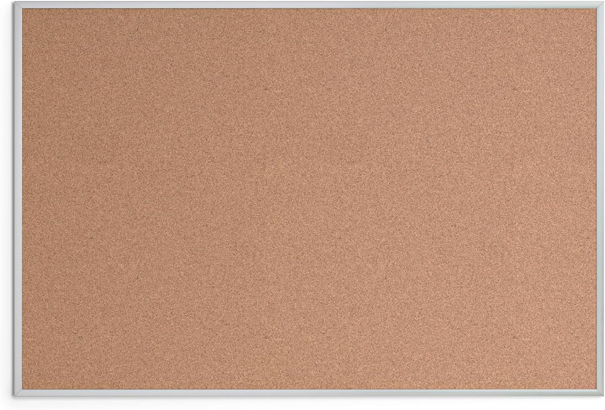 U Brands Corkboard Bulletin Board, Silver Framed Cork Board, 48 x 72