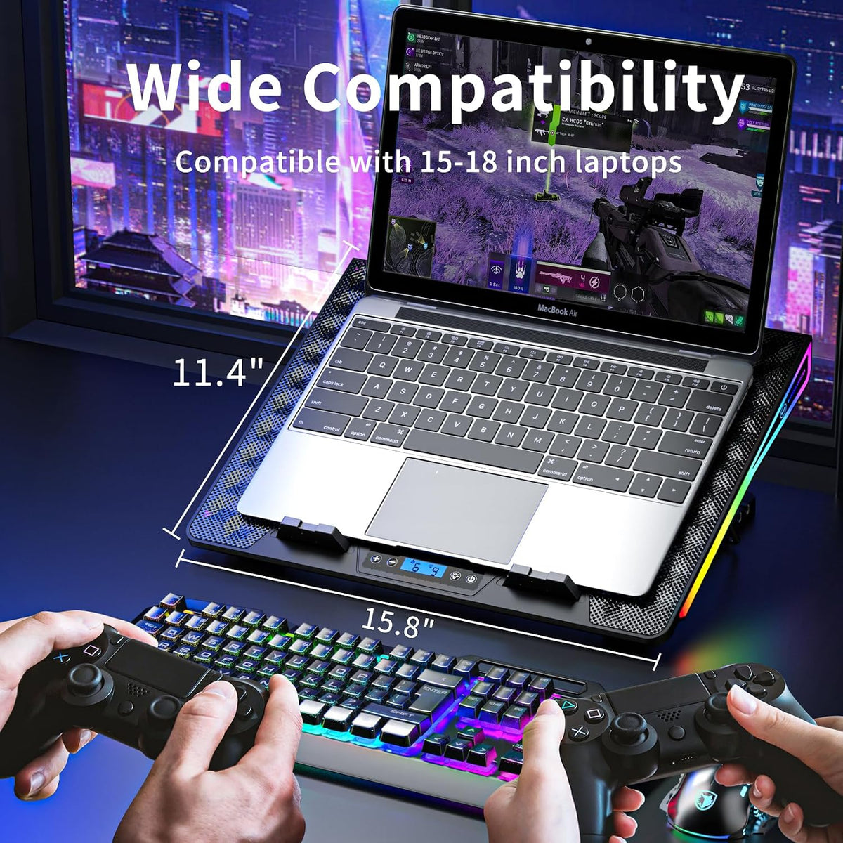 KeiBn Laptop Cooling Pad, Gaming Laptop Fan Cooling Pad with 15 Quiet Fans, R...