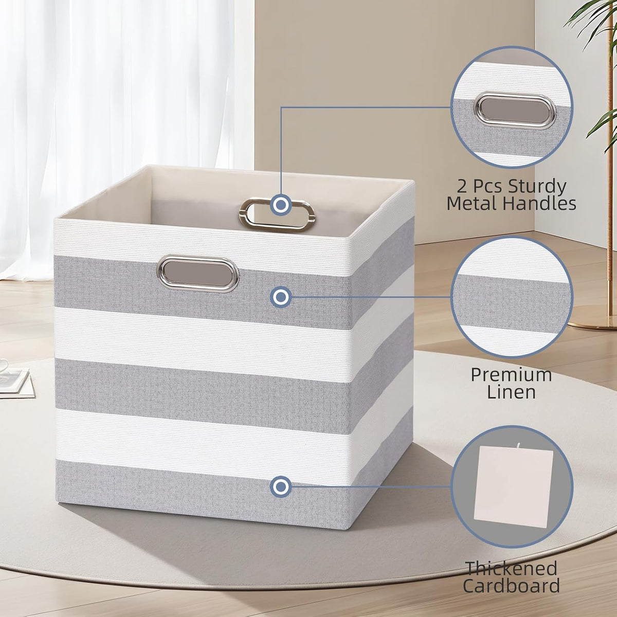 11x11x11 Inch Cube Storage Bins, Set of 4 Fabric Storage Cubes