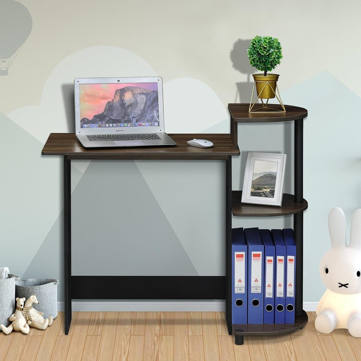 Furinno COMPACT Desk, 28.5" Wide Gaming Desk with Shelves, Computer Desk...