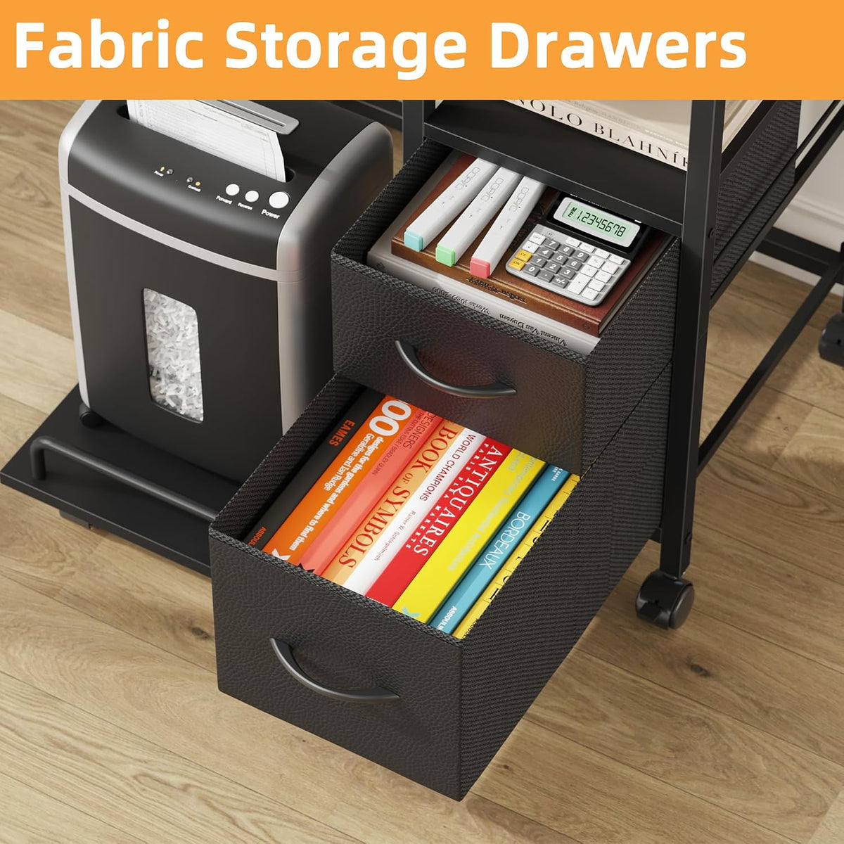 YAOHUOO Printer Stand with Power Outlet/Drawers, Printer and Shredder Stand