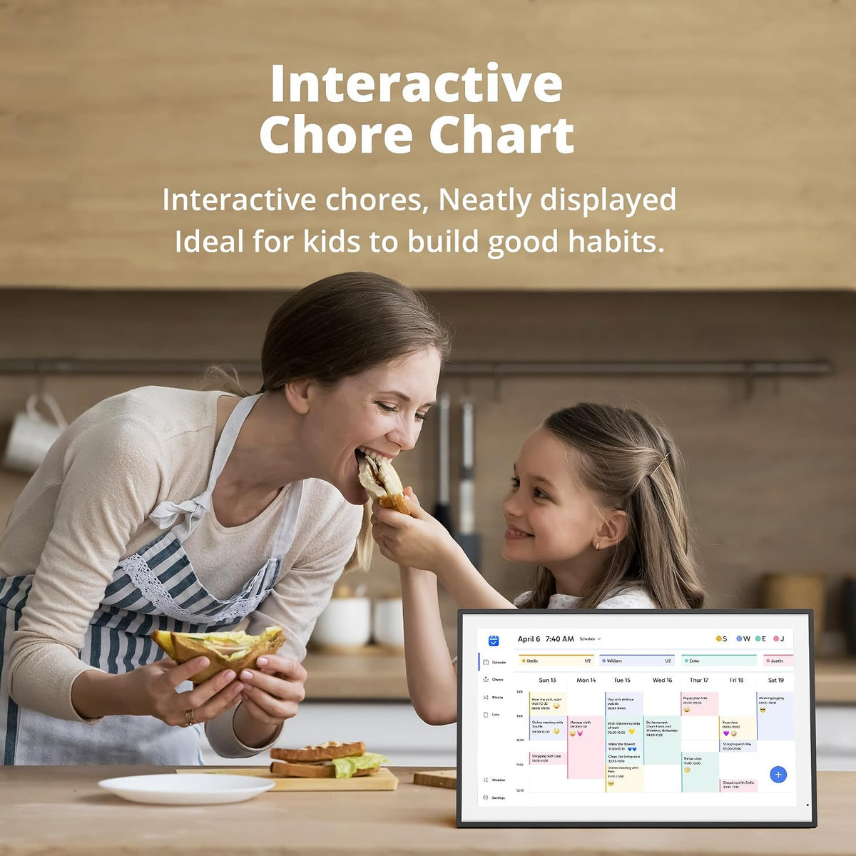 Dragon Touch 21.5" Digital Calendar Chore Chart – 1080P Full HD Interact...
