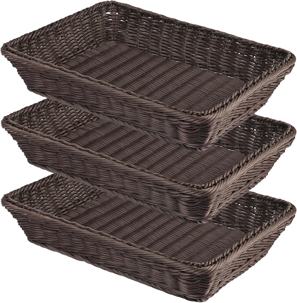 3 PCS 16 Inch Wicker Bread Basket, Woven Serving Basket, Tabletop Food Servin...