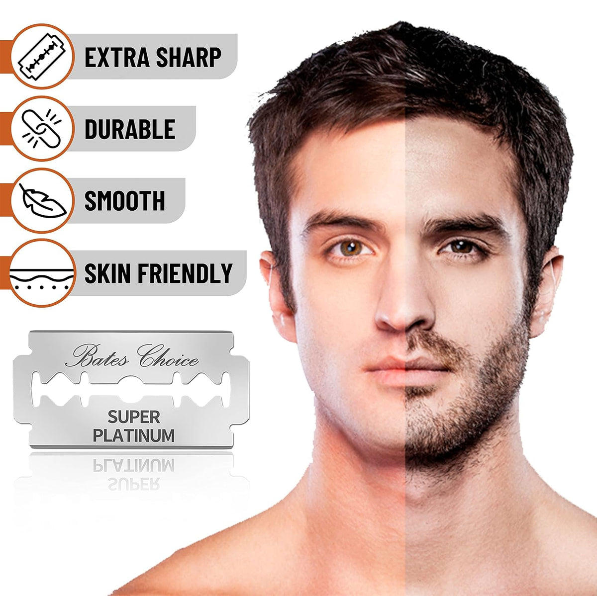 Bates- Double Edge Razor Blade, 1000 Pack, Silver, Stainless Steel, Shaving B...