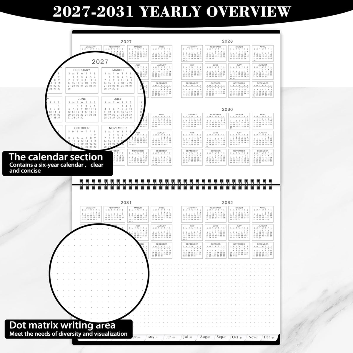 2027-2031 Monthly Planner/Calendar - 5 Year Monthly Planner